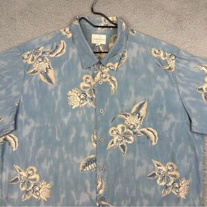 Trader Bay Shirt Mens Extra Large‎ Blue Hawaiian Floral Beach Summer Casual Palm